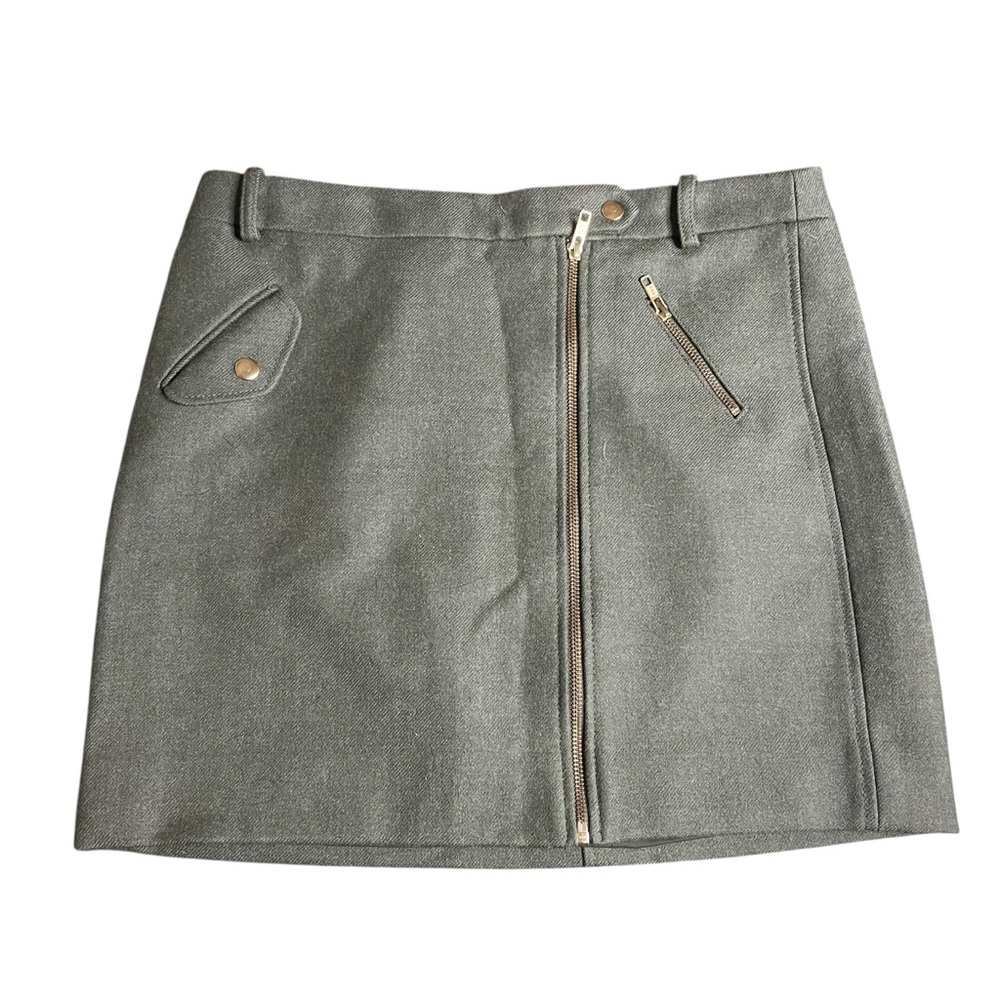 J. Crew Forest Green 100% Wool Mini Skirt Lined Zippered Front 8 Academia